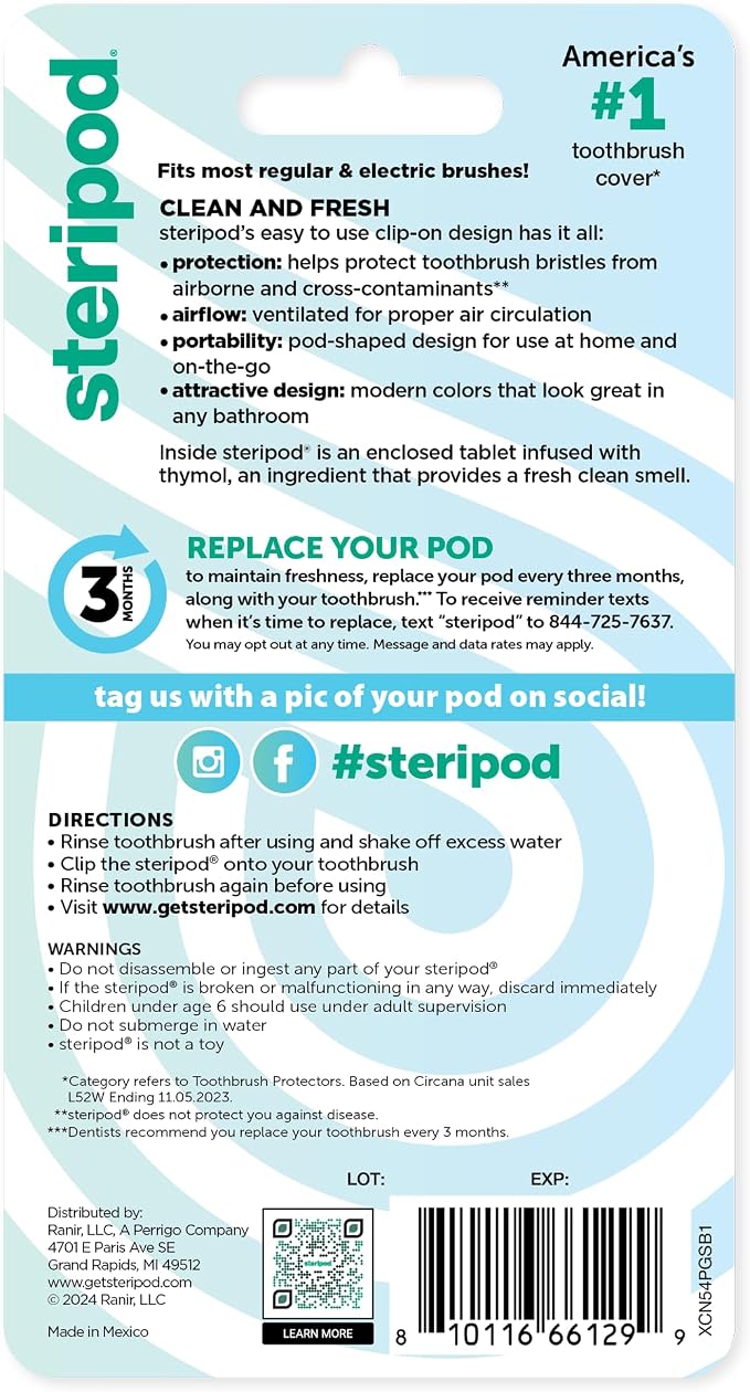 Steripod Clip-On Toothbrush Protector, Keeps Toothbrush Fresh and Clean - Image 2