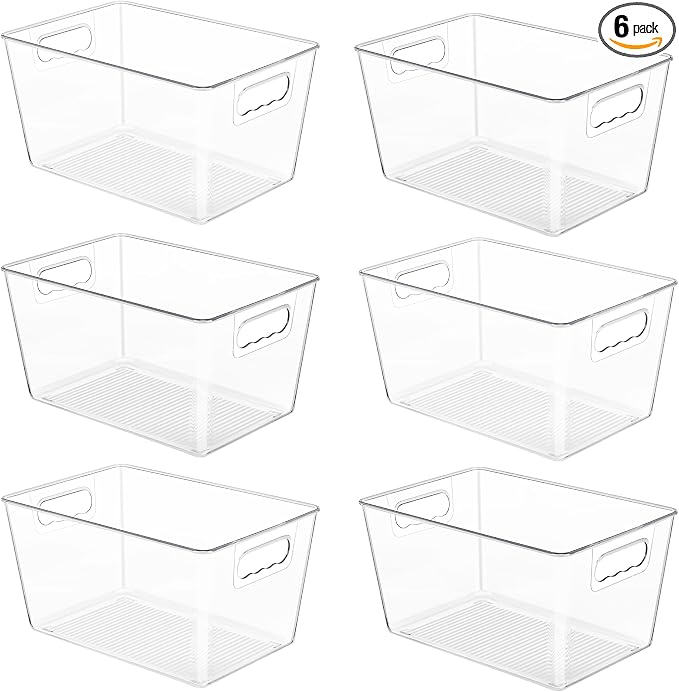YIHONG 6 Pack Clear Storage Bins, Pantry Organizer Bins by YIHONG