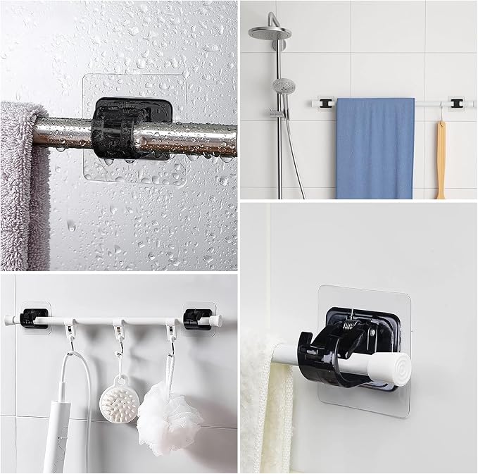 12 Pack Self Adhesive Curtain Rod Holder, No Drill Curtain Rod Brackets - Image 7