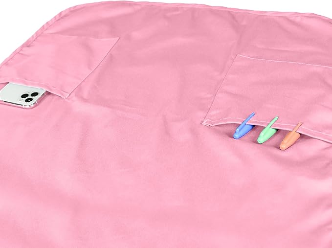 DALIX Apron Commercial Restaurant Home Bib Spun Poly Cotton Kitchen Aprons (2 Pockets) (12, Pink)