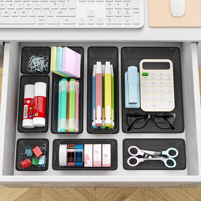 12 PCS Drawer Organizer Set, Makeup Organizers, Tool Storage Trays, Desk Drawer - Image 5