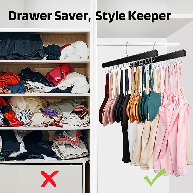 NECAMOCU 2 Pack Bra Hanger for Closet Organizer, Premium Tank Top Hangers | - Image 3