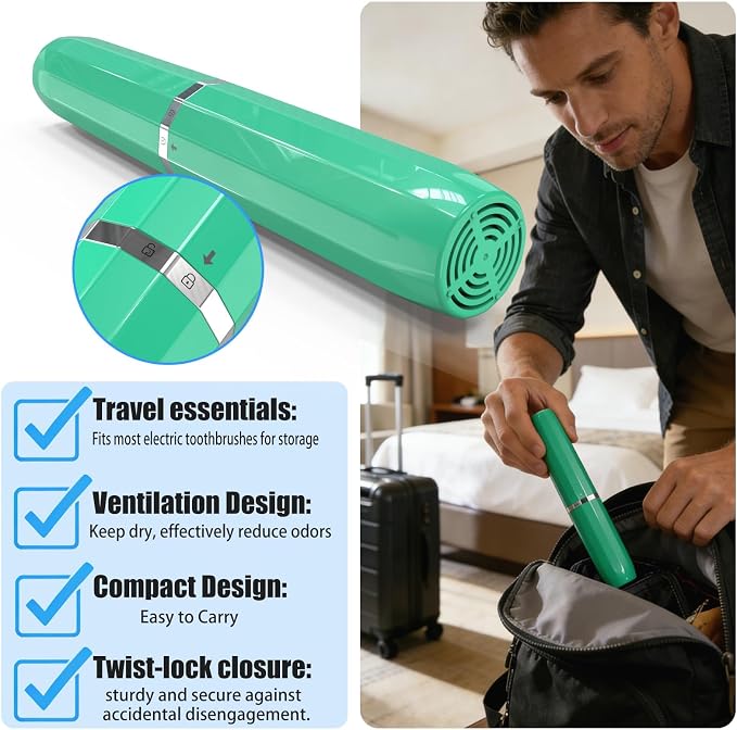 Long Ventilated Electric Toothbrush Travel Case, Portable Holder, Fits Most - Image 3