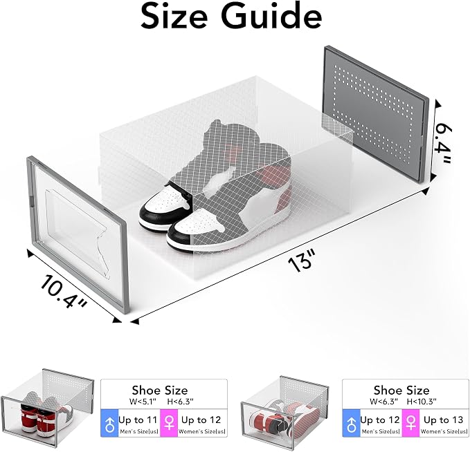 Foluck X-Large Shoe Storage Box, 15 Pack Clear Plastic Stackable Shoe Organizer - Image 2