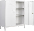 SISESOL White Metal Cabinet with Doors and Shelves,40" Metal Storage Cabinet with Lock Door Adjustable Shelf,File Cabinets for Home Office,School,Kitchen,Garage Storage Tool Cabinets