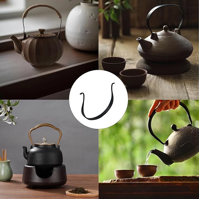 2PCS 3" U-Shape Stainless Steel Teapot Handle, Black External Buckle Replacement Handle for Ceramic Pottery Teapot Kettle Accessories