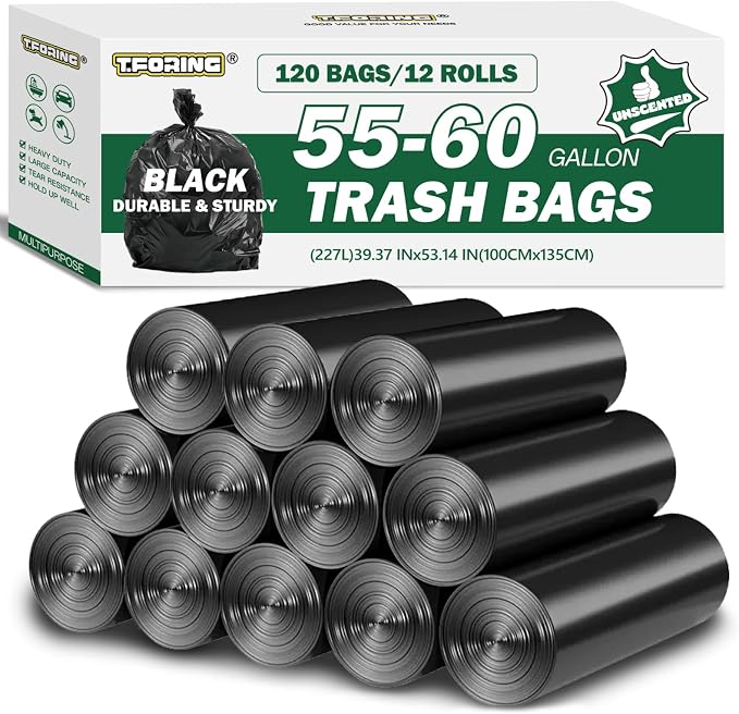 55-60 Gallon Trash Bags Unscented, Fit 206 by TFORING%C2%AE
