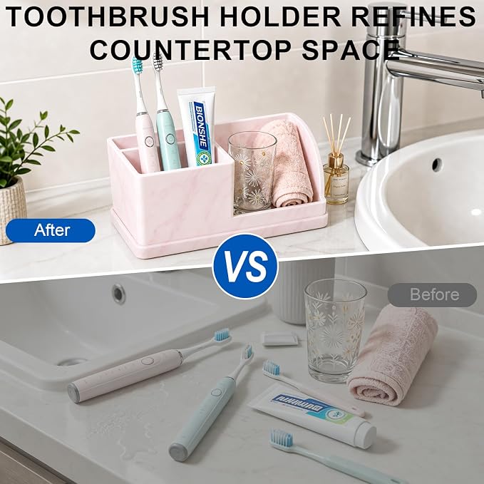 Bathroom Toothbrush Holders, 4 Slots Silicone Counter Organizer Storage - Image 5