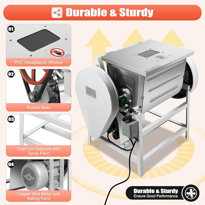 Commercial Dough Mixer 30Qt Commercial Food Mixer 1500W 110V Electric Dough Mixer Heavy Duty Dough Blender Kneading Machine with 90 Degree Tilt for Bakery Pizzeria Restaurant School