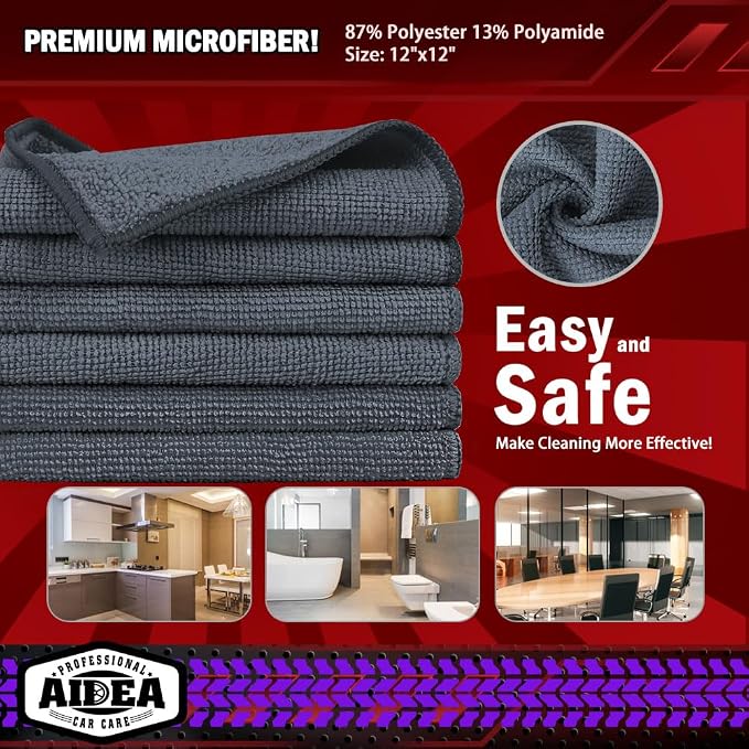 AIDEA Microfiber Cleaning Cloth Grey-800PK, Microfiber Towels, 12×12" | Shop - Image 6