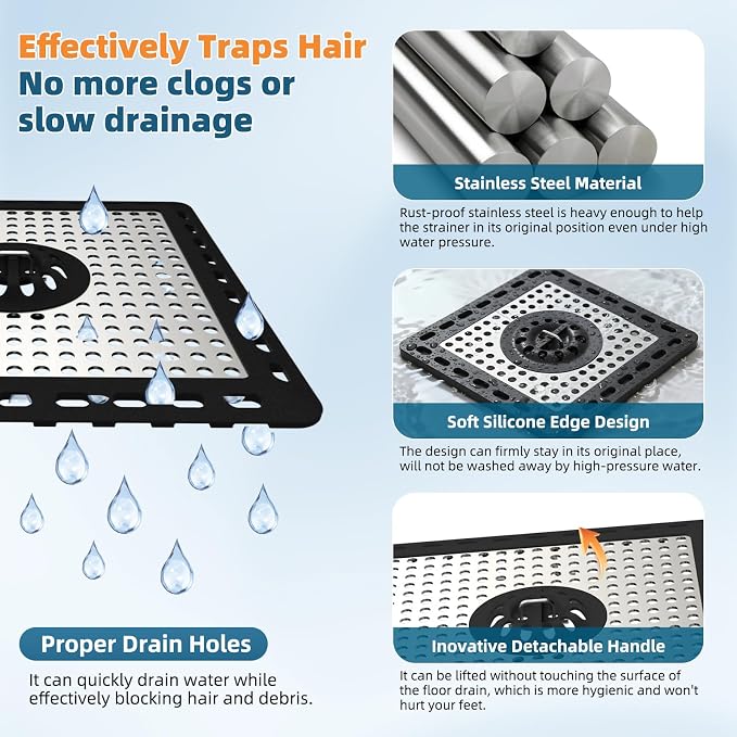 Hibbent Upgraded Shower Drain Hair Catcher, Shower Cover - Image 2