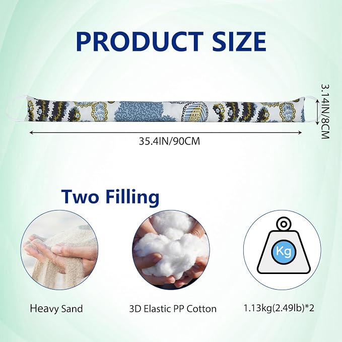 2 Pack 36 Inch 2.8 Inch Wide Slim Under Door Blocker Door Draft Stopper - Image 2