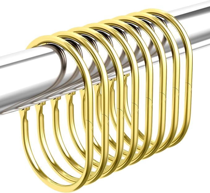Bathway Shower Curtain Rings Gold Shower Curtain Hooks Anti-Drop Shower Rings - Image 8
