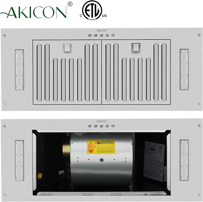 Akicon 30 Inch Range Hood Insert, Ultra Quiet Stainless Steel Ducted Insert/Built-in Kitchen Vent Hood with Powerful Suction, LED Lights and Dishwasher Safe Filters, 3-Speeds 600 CFM