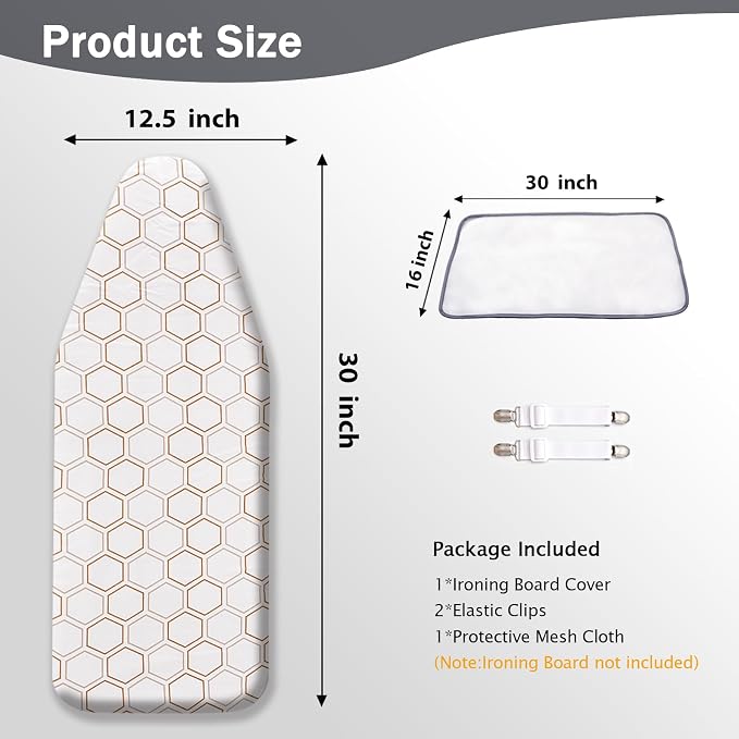 SheeChung Small Ironing Board Cover and Pad 12.5"x32", Mini Iron Board Cover - Image 2