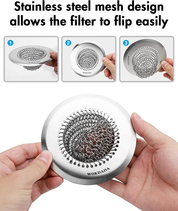 4 Pack Kitchen Sink Drain Strainer, Patented Reversible Chain Mesh Basket - Image 5