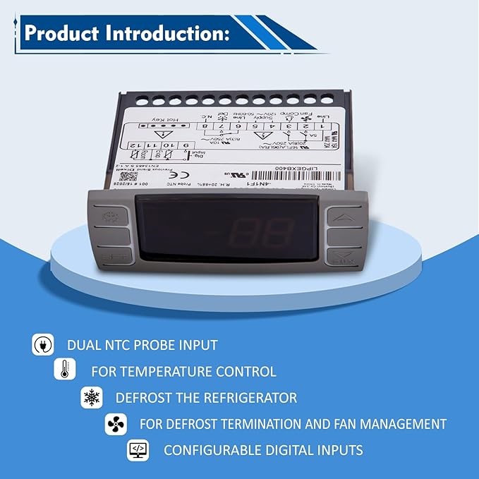 for Dixell XR06CX-4N1F1 Temperature Controller, Fit for 120V 50-60hz Commercial Refrigerators/Freezer,for Dixell Temperature Controller with Sensor Probe (4N1F1)