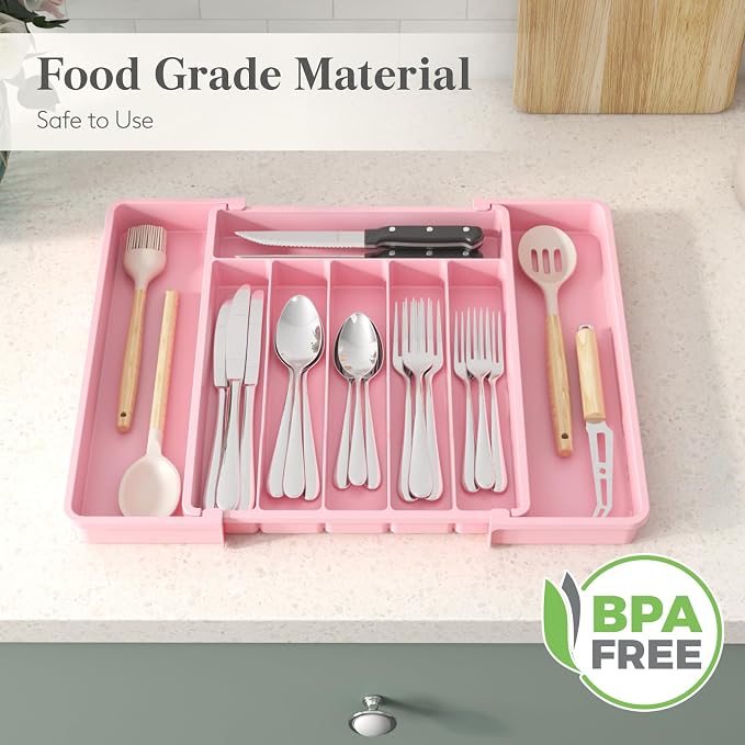 Lifewit Expandable Silverware Drawer Organizer, Kitchen Utensil Tray | BPA-free - Image 7
