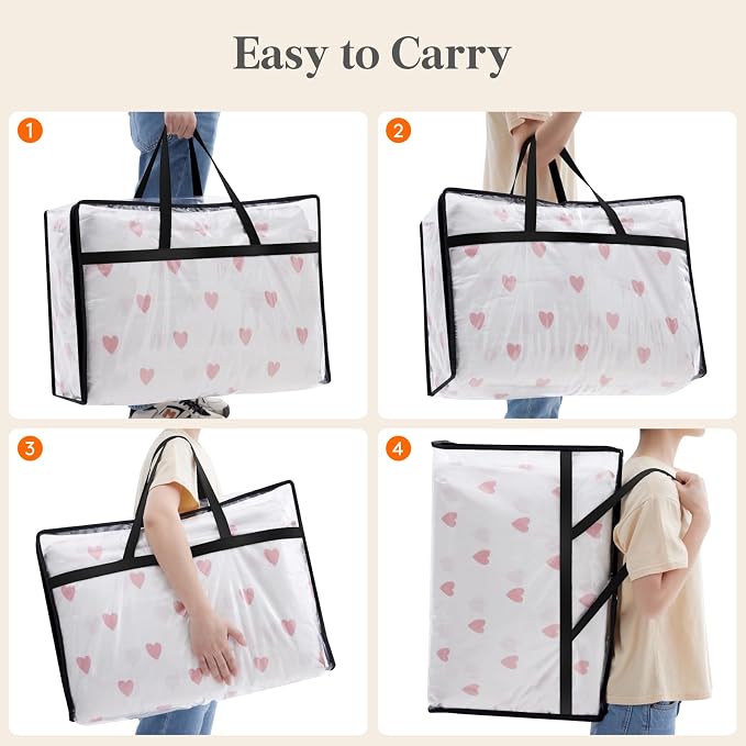 Lifewit 3 Pack Clear Blanket Storage Bags, 60L Plastic Comforter Storage Bag - Image 5