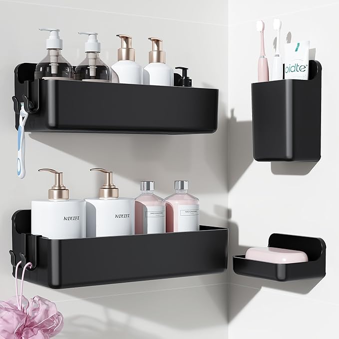 Nieifi Adhesive Shower Shelves, 4 Pieces by Nieifi