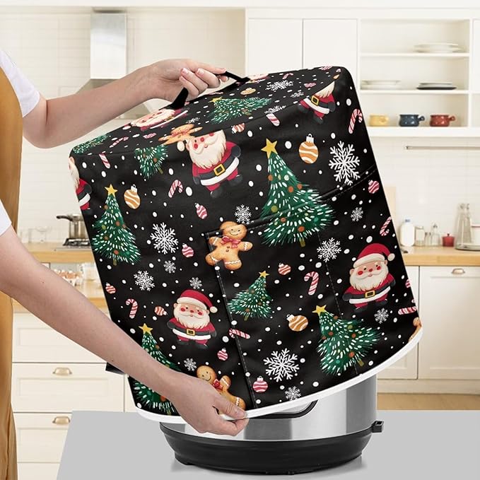 Cute Santa Claus Dust Cover Instant Pot and Extra Accessories Dust Proof Easy to Clean Pressure Cooker Cover Electric Appliance Cover Air Fryer Accessories with Storage Pocket Size L