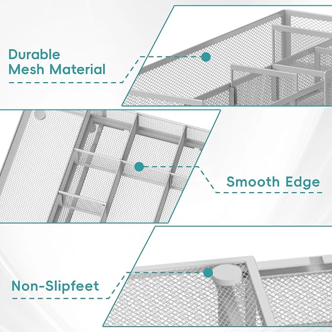 Expandable Desk Drawer Organizer, 10 Adjustable Compartments, expands from 8.74 - Image 6