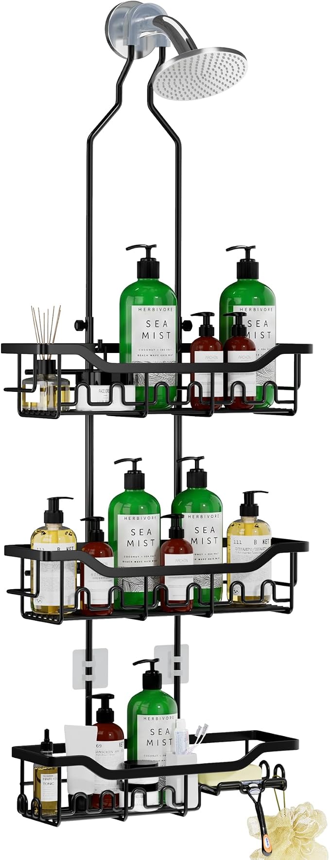 Adjustable Shower Caddy Hanging, Extended Length Organizer Over Shower Head by Joqixon