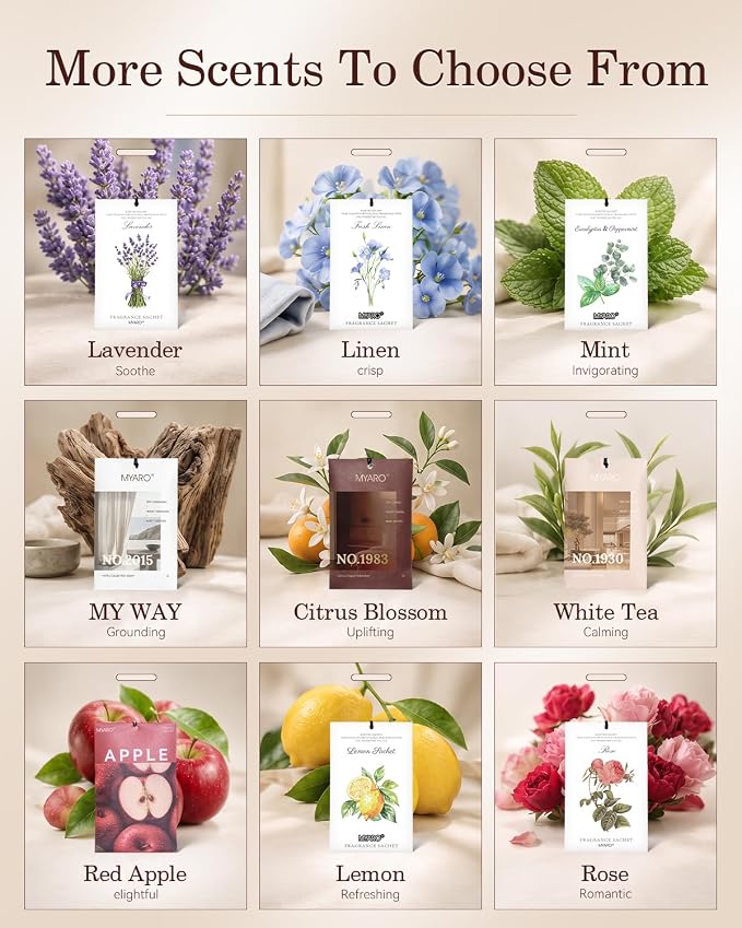 MYARO Citrus Blossom Hotel Scented Sachet Gift, Closet Freshener 12 Packs - Image 7