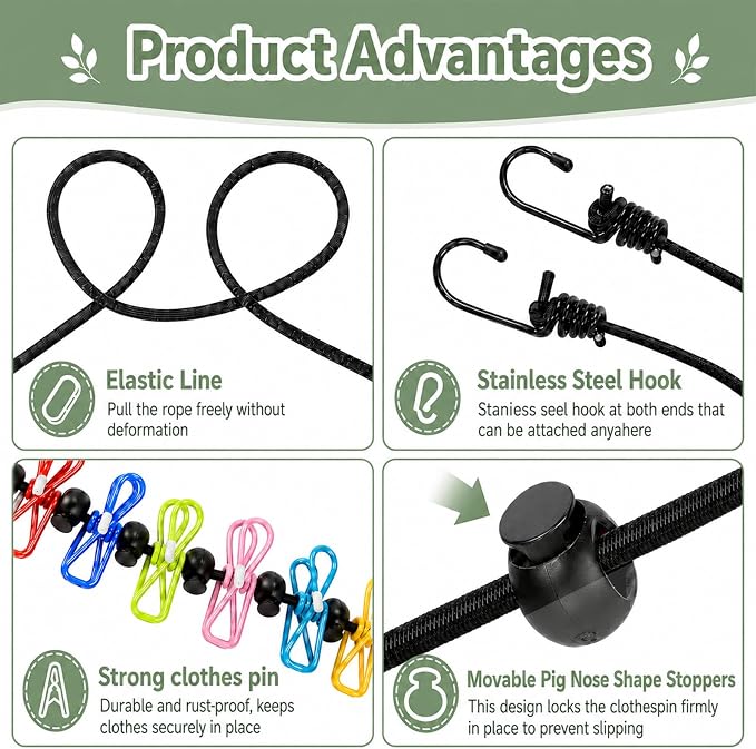Esoes Retractable Portable Travel Clothesline Camping Clothing Line - Image 4