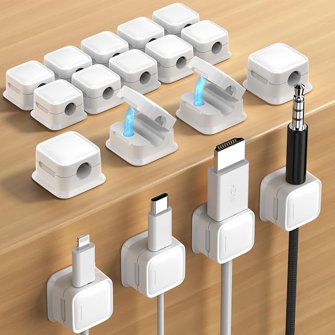 18 Pack Cord Organizer, Magnetic Cable Clips, Under Desk Management, Strong by Costop