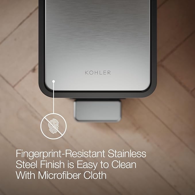 KOHLER 20957-BST Bathroom Trash Can, 2.5 Gallon Step Can, Quiet-Close Trash Can - Image 8