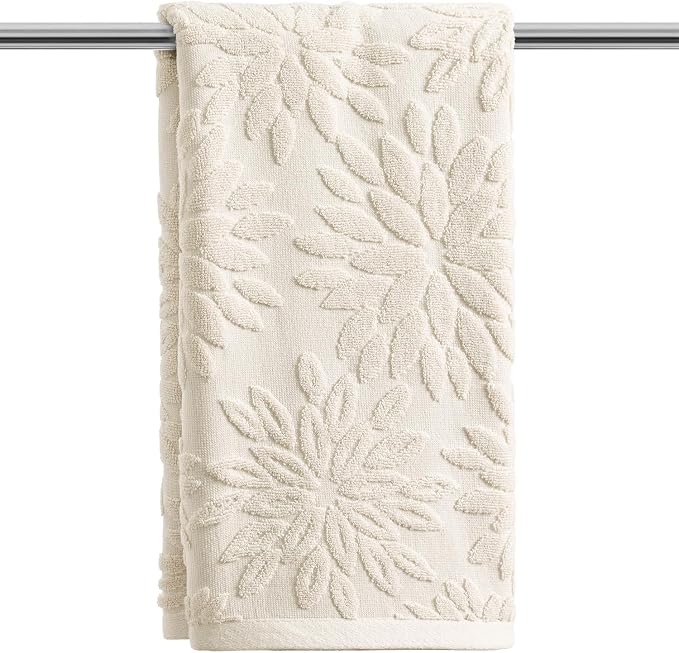 Artoid Mode 1 Pc Beige 3D Dahlia Floral Jacquard Hand Towels by ArtoidMode