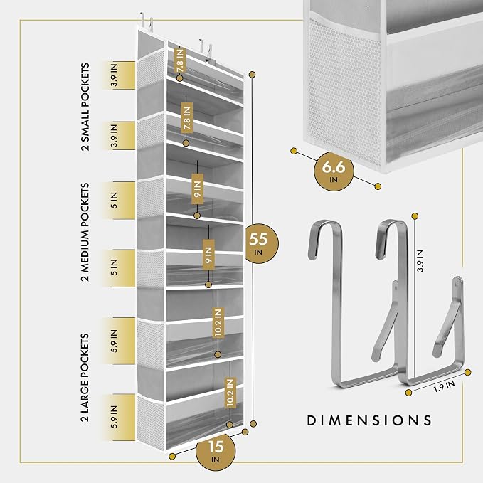 HOMELUX THEORY Over the Door Organizer, 100D Fabric Transparent 1pc - Image 2