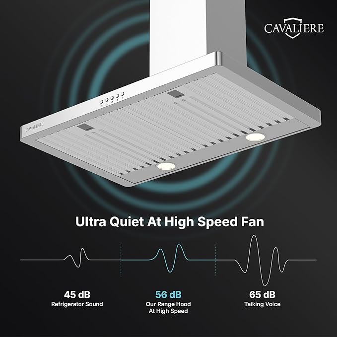 CAVALIERE Wall Mount Range Hood 30 Inch, 3-Year Warranty, Value-Focused 400 CFM, Enhanced Stainless Steel Kitchen Exhaust Fan, LED Light, Baffle Filter, 3 Speed Fan, Button Control