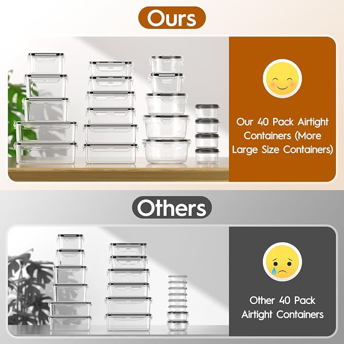 KEMETHY Large 40 Piece Food Storage Containers - Image 4