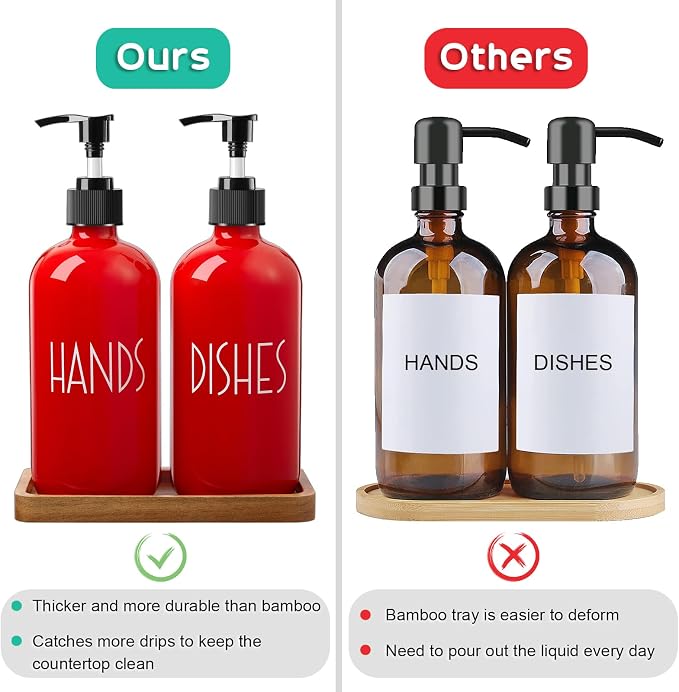 ALELION Dish Soap Dispenser for Kitchen - 16 OZ Glass Hand Soap Dispenser Set - - Image 6