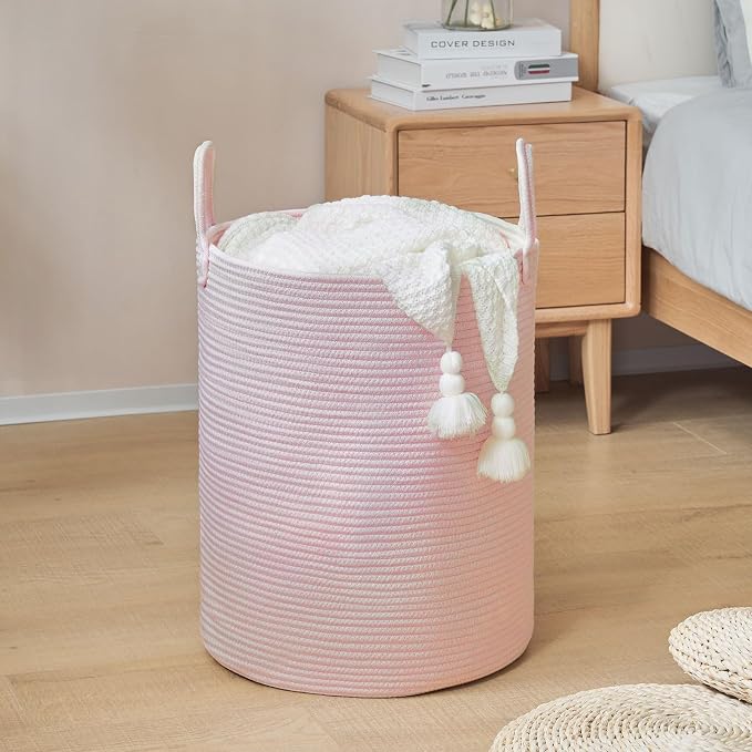 YOUDENOVA Cotton Rope Laundry Hamper Basket, 58L Blanket Basket - Image 2