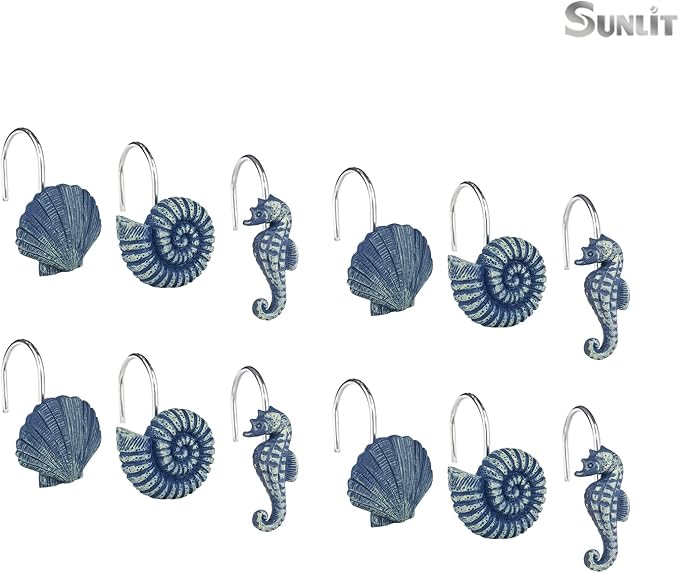 Sunlit Seashells Decorative Shower Curtain Hooks, Nautical Bathroom Decoration - Image 3