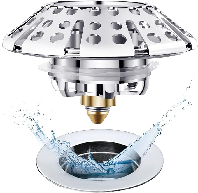 AzWzz Universal Tub Stopper Bathtub Drain Plug, Pop Up Tub Drain Hair Catcher by AzWzzTubDrainStopper