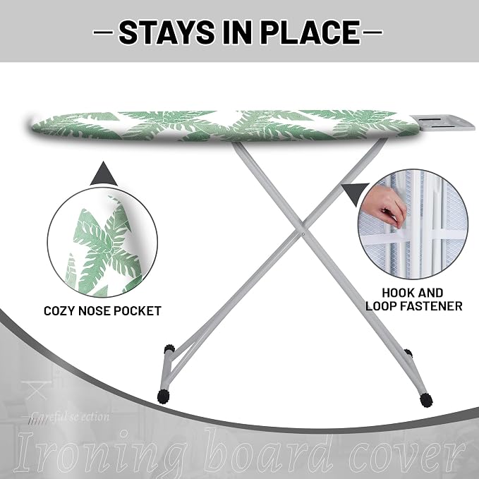 Extra Thick Ironing Board Cover and Pad, Tropical Leaves 15x54 Ironing Board - Image 3