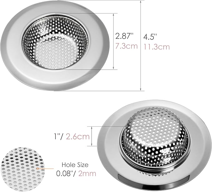 Kingrol Kitchen Sink Strainer 6-Pack, 4.5 Inch Stainless Steel Sink Drain - Image 2