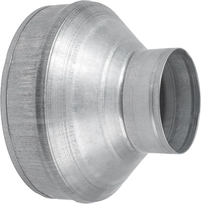 8" to 4" Inch Duct Pipe Adapter - Galvanized Steel HVAC Ducting Reducer for Ventilation - PVC Pipe, Hose Coupler - Heavy Duty Exhaust, Air Conditioner Fittings - Vent Flange Connector