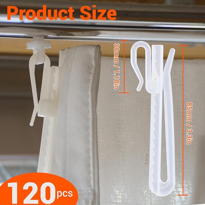 Plastic Curtain Hooks, Adjustable Pinch Pleat Hooks, Ratchet System Pinch Pleat - Image 2