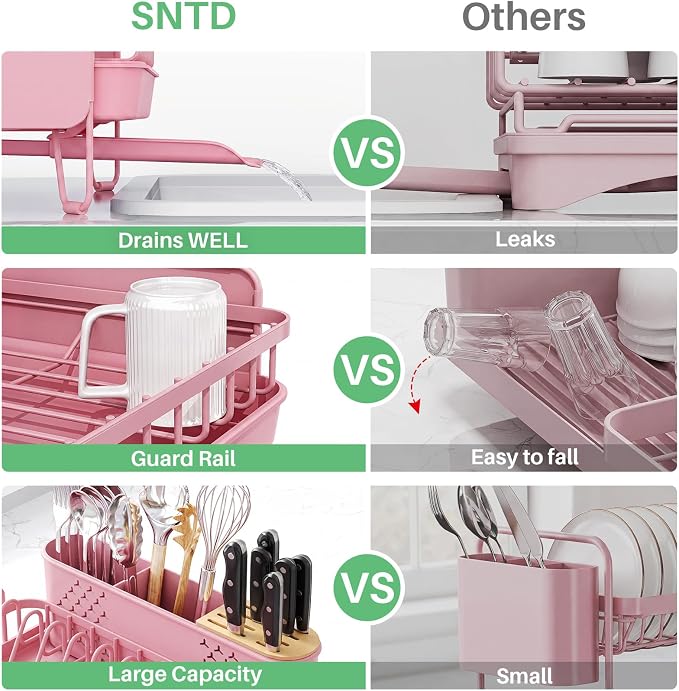 SNTD Large Dish Drying Rack for Kitchen Counter, Expandable, Adjustable Length - Image 6