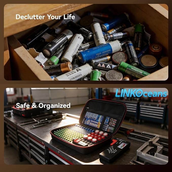 Battery Organizer with BT-168 Tester, EVA Storage Case | 210+ AA AAA C D 9V - Image 6