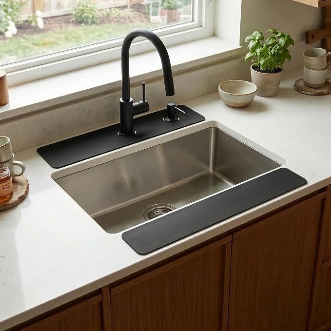 Customizable Kitchen Sink Faucet Mat: 30" Lx5.5 W Absorbent Splash Guard | 2PCS by EazziSwitch