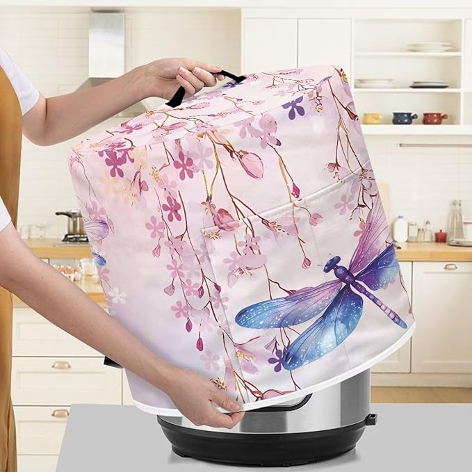 Elegant Dragonfly Kitchen Appliance Covers Pumpkin Fryer Dust Covers Instant Pot 3 Quart Inner Pot Cover for Air Fryer Hand Washable Convenient Gifts for Kitchen Decor for Fall M