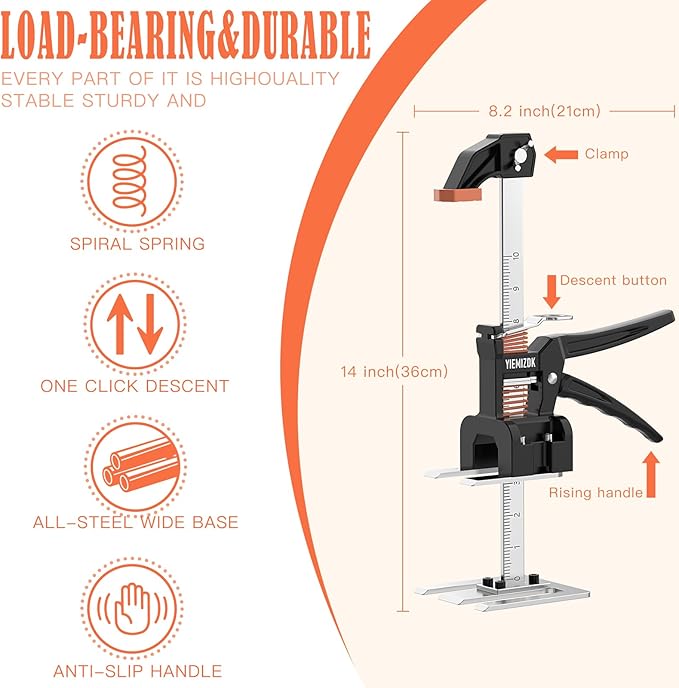 Labor-Saving Arm Jack Two-Piece Set for Wall Tile Positioning, Doors, Windows, Cabinets, Installation, Furniture Lift, Drywall Lift, Lift Tools (15.7) (Black, 14)