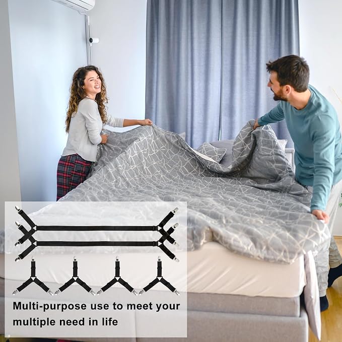 6 Pack Bed Sheet Straps Fitted Bed Sheet Fasteners Clips Black | Adjustable - Image 5