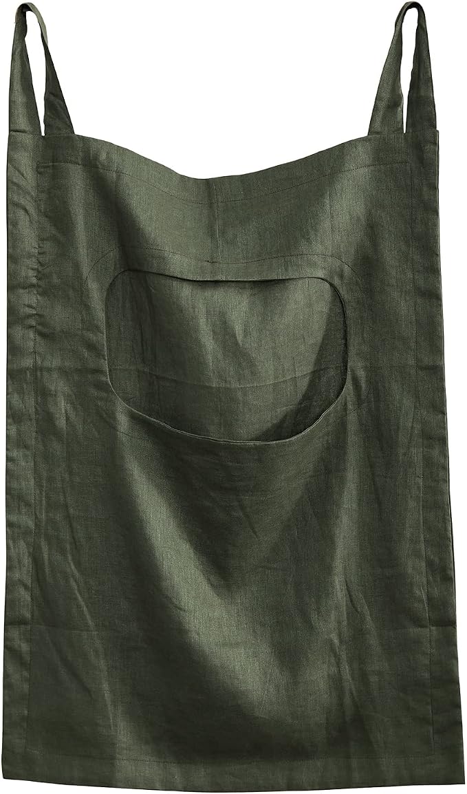 Amazhiyu 100% Linen Door Hanging Laundry Hamper Bag, 19x27 Inches Dusty Green by Amazhiyu